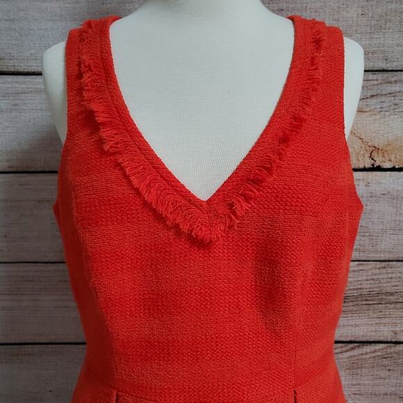 Trina Turk Red Orange Striped Tapestry Fringe Sheath Dress Womens 10 - Picture 4 of 9